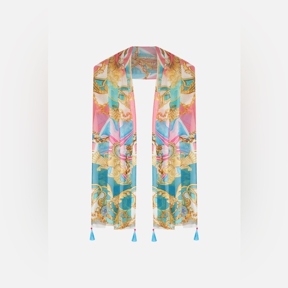 Camilla Accessories - Camilla “Sail Away With Me” pink blue silk nautical baroque scarf belt wrap top